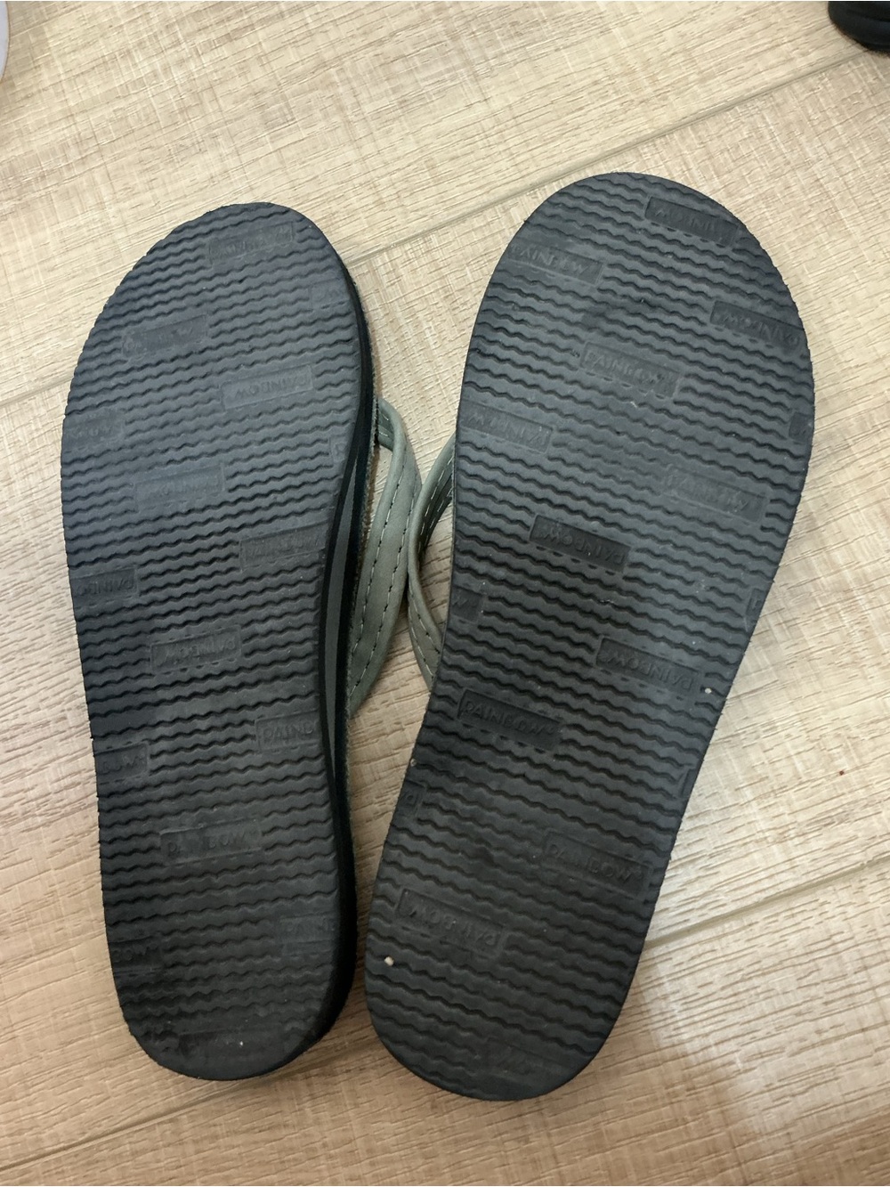 Rainbow Olive Green Leather Flip-Flop Sandals - Picture 2 of 2